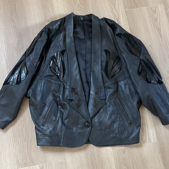 Vintage 80s Leather Patch Work Club Jacket - Picture 11 of 12